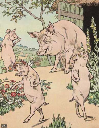Original Illustration of Three Little Pigs bedtime story
