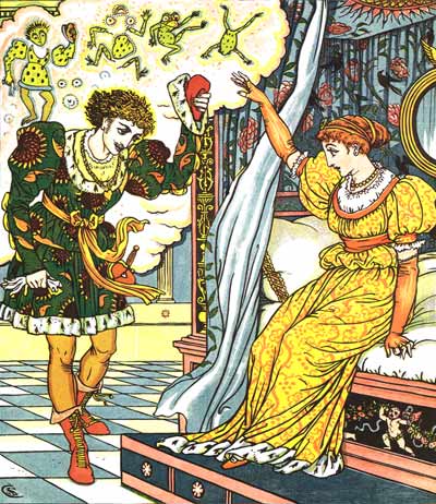 The Frog turns into a Prince - Original illustration by Walter Crane for the kids short story The Frog Prince 