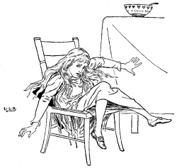 Vintage illustration of Goldilocks breaking baby bear's chair for the Three Bears bedtime story
