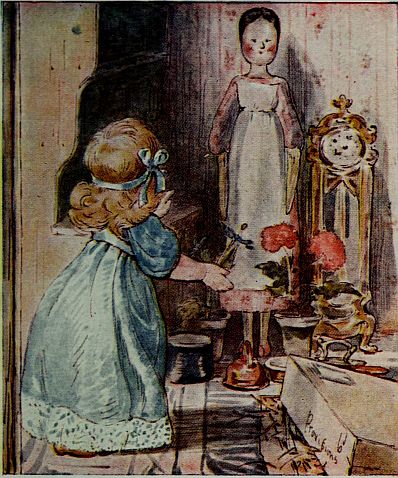 Beatrix Potter children's illustration of dolls talking for Two Bad Mice