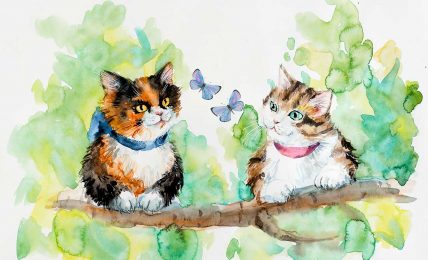 Illustration of Two Kittens poem for kids