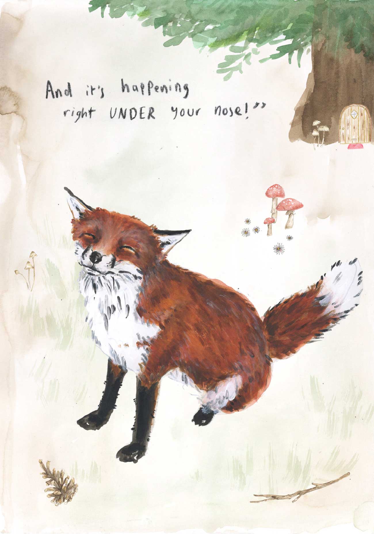Kids bedtime story picture book Fox and the Pine page 19