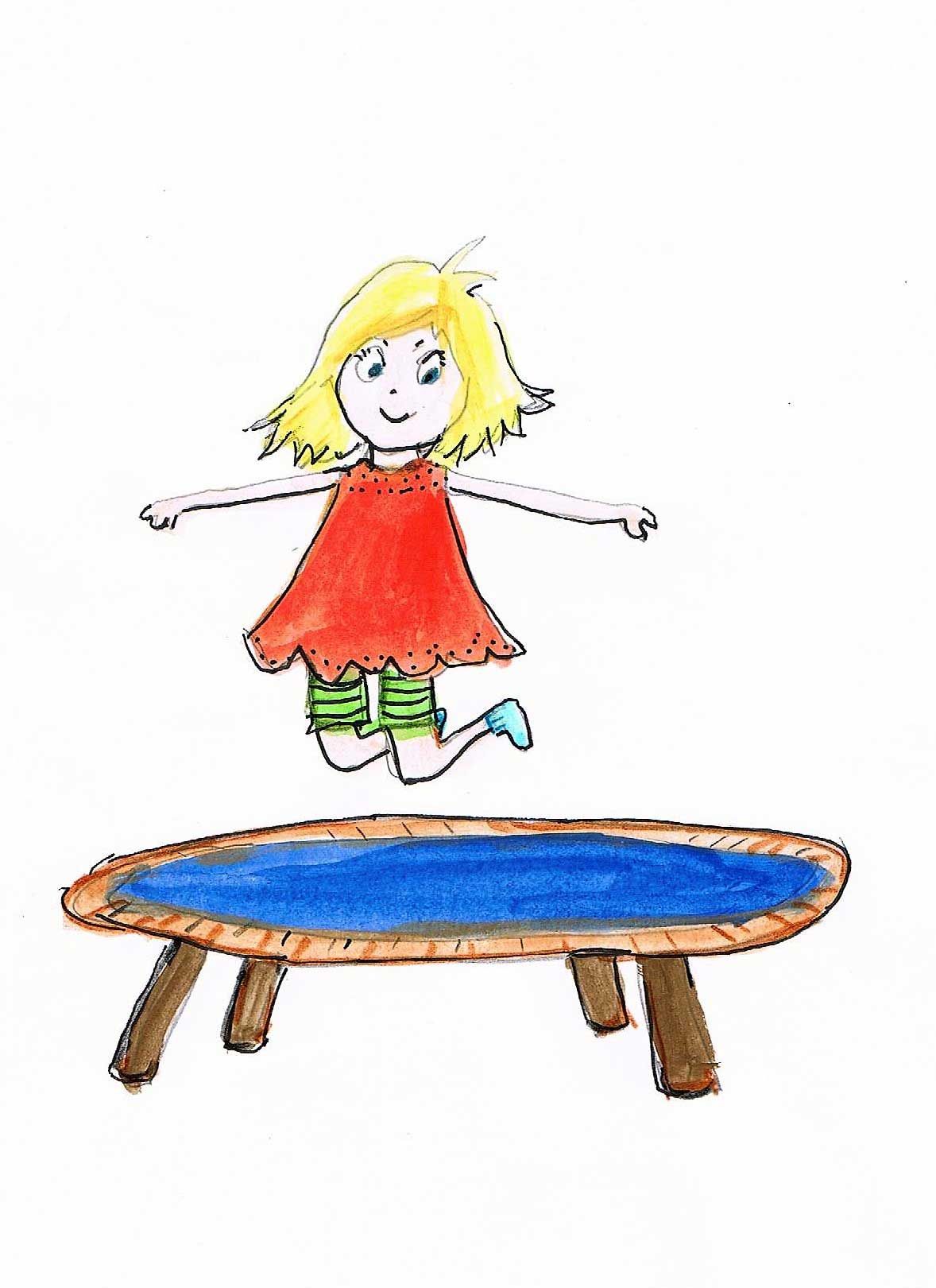 Tillys Rainbow Shoes short story for kids illustration trampoline