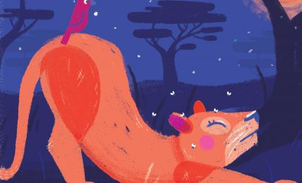 Bedtime Stories The Very Tired Lioness animal stories for kids header illustration