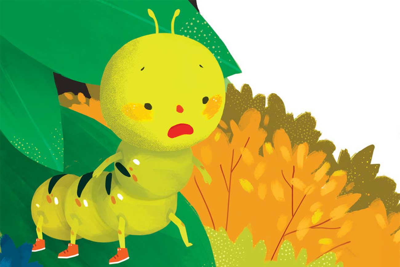 bedtime stories caterpillar looks for a shoe kids tales header illustration