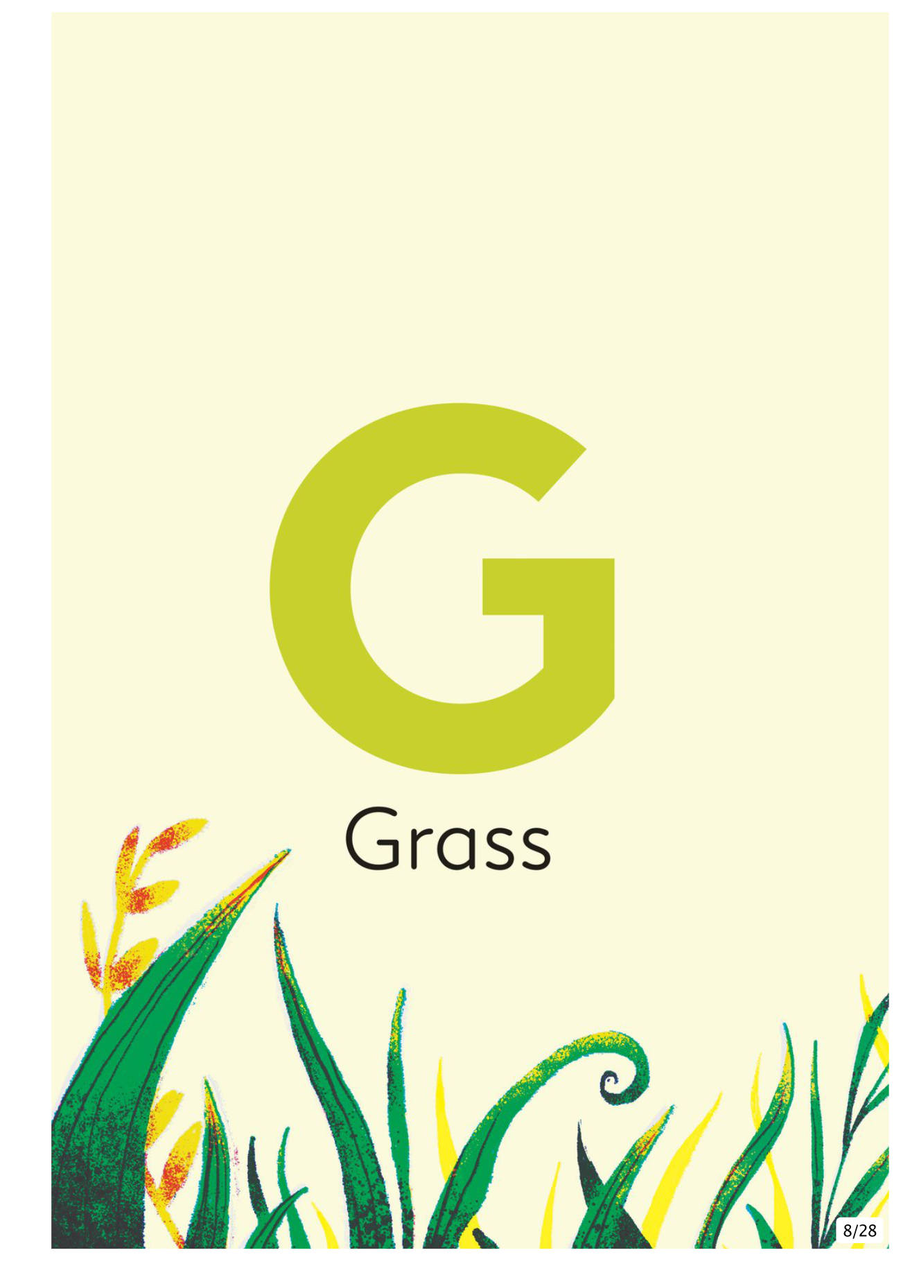ABCD A Nature Alphabet Book Bedtime Stories and Learning g is for grass