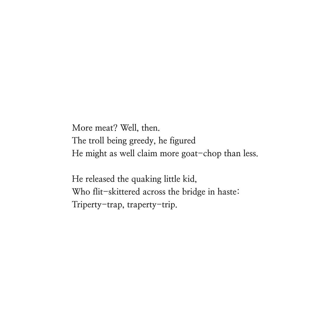 Dark fairytales The Three Billy Goats Gruff poetic fairy tale retellings page 21
