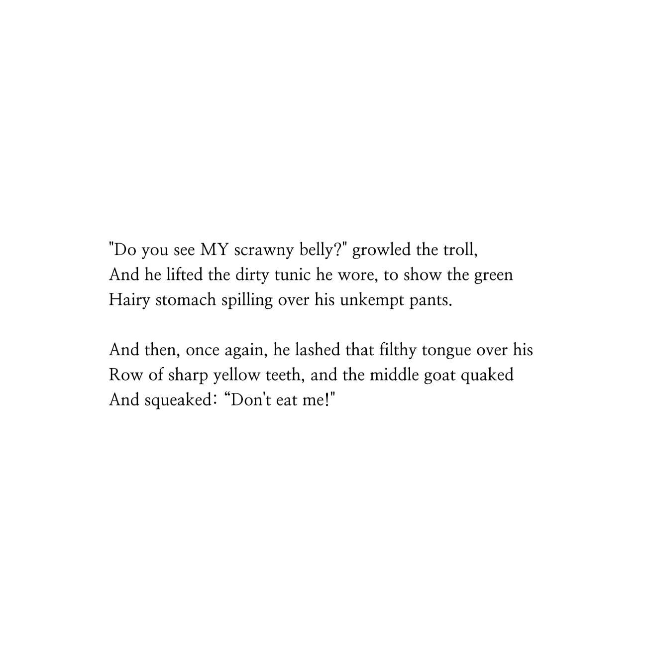 Dark fairytales The Three Billy Goats Gruff poetic fairy tale retellings page 29