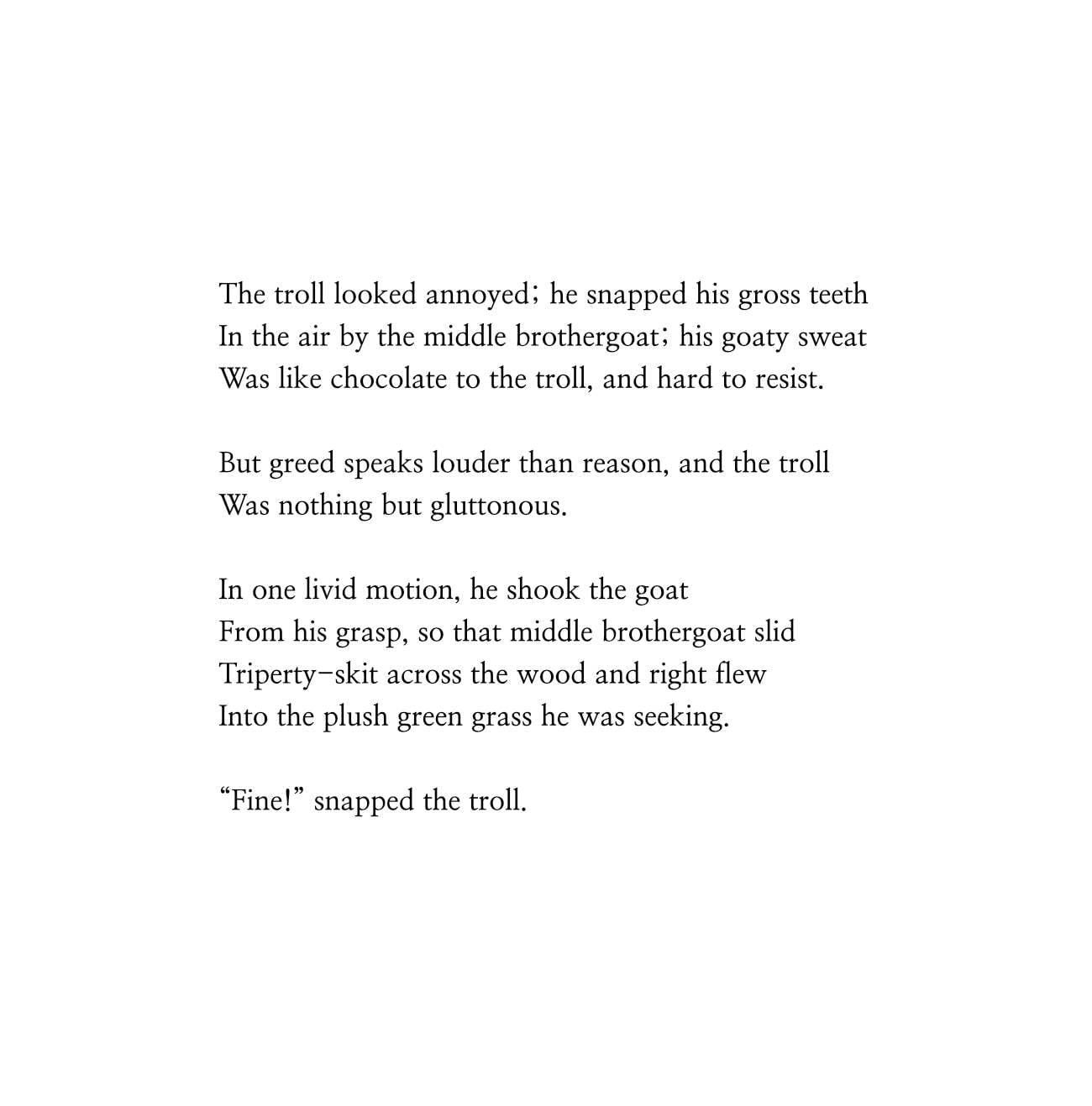 Dark fairytales The Three Billy Goats Gruff poetic fairy tale retellings page 33