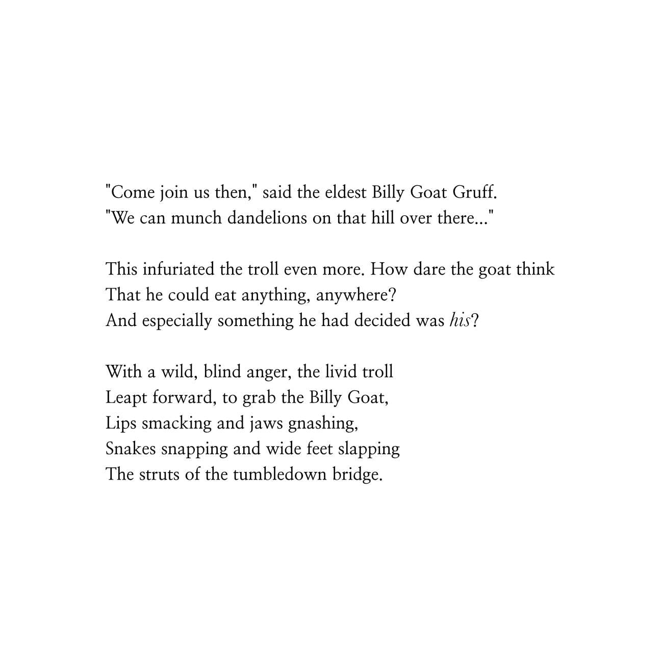 Dark fairytales The Three Billy Goats Gruff poetic fairy tale retellings page 39